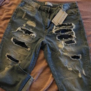 Haute Curve distressed, patched, jeans, size 20